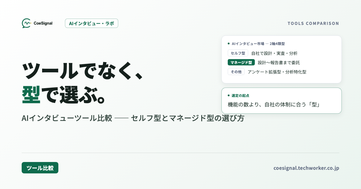AIインタビューツール比較｜セルフ型とマネージド型の選び方